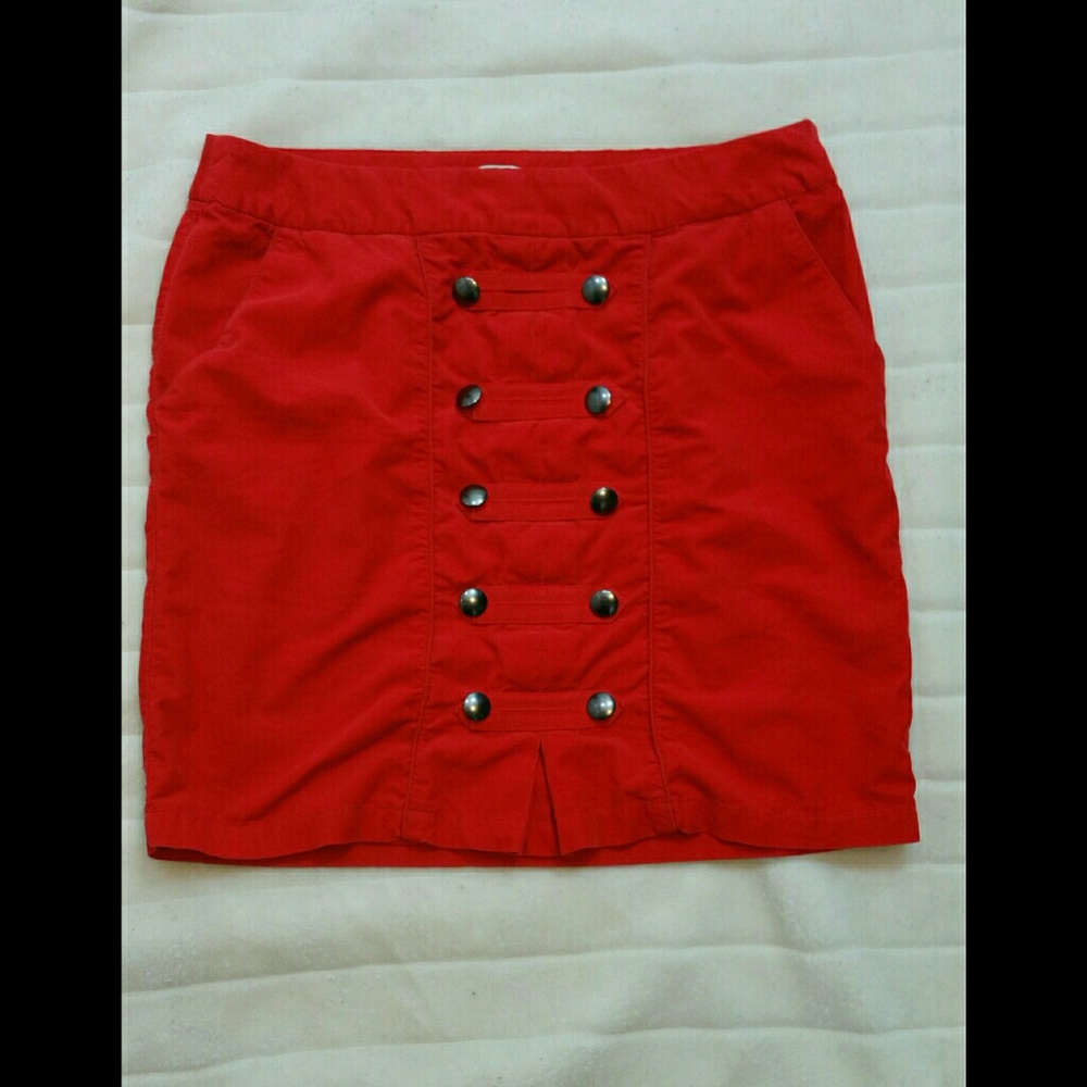 Odille Red Corduroy Brigadier Skirt